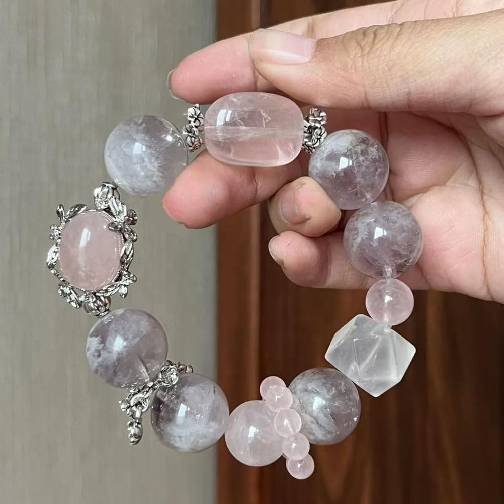 Pulsera de Cristal curativo Pulseras de Cuentas de Piedras Preciosas Naturales de 14 mm Pulsera elástica de Piedra para Mujeres Hombres Cristal de Cuarzo energético,B