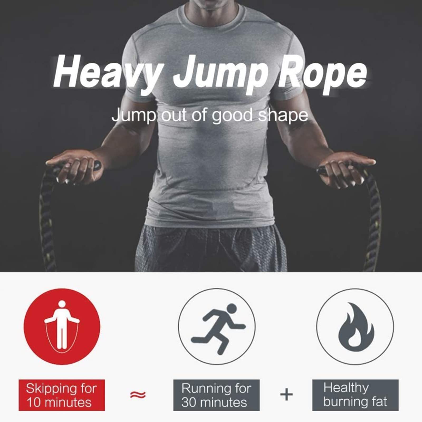 TIM-LI Cuerda para Saltar Duradera/Cuerdas para Saltar De Batalla Ponderadas, Entrenamientos De Cuerpo Entero para Equipos De Fitness para Piernas Traseras Y Glúteos - Entrenamiento De Fuerza