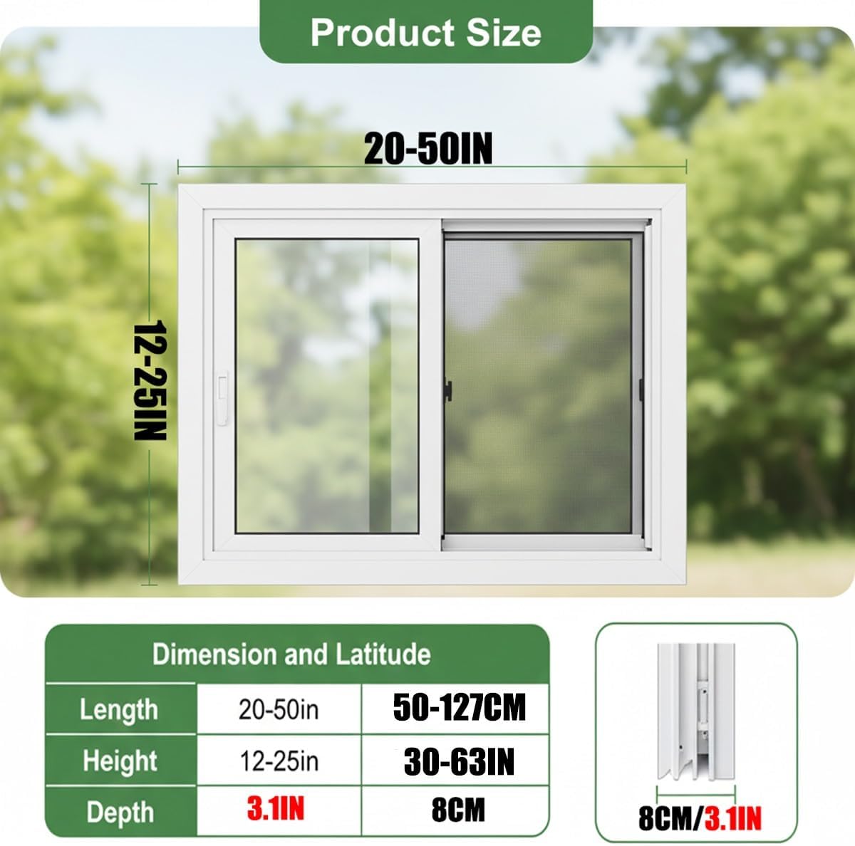 Aluminum Basement Window 14" 16" 18" 20" 22" 24" 26" 28" 30" Shed Sliding Window with 5MM Tempered Glass and Fiberglass Screen, Replacement Windows for Basement, Shed, Garages(White,24x14in)