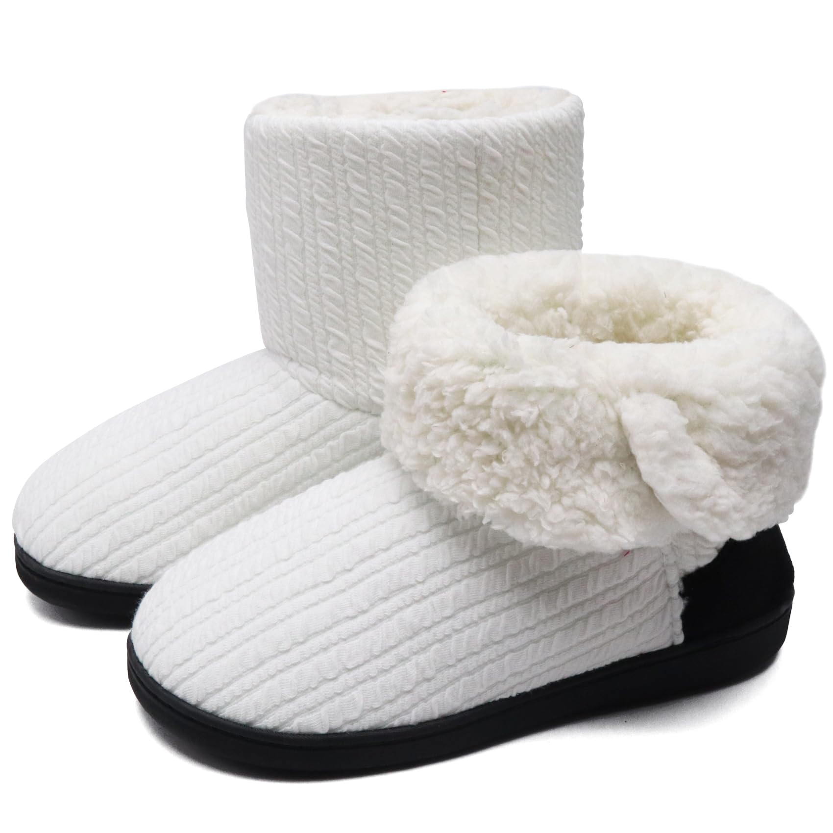 ONCAI Damen Warme Hausschuhe Stiefel Gestrickte Mode Winterschuhe Bootie Muster Gedruckt Rutschfeste Baumwollschuhe
