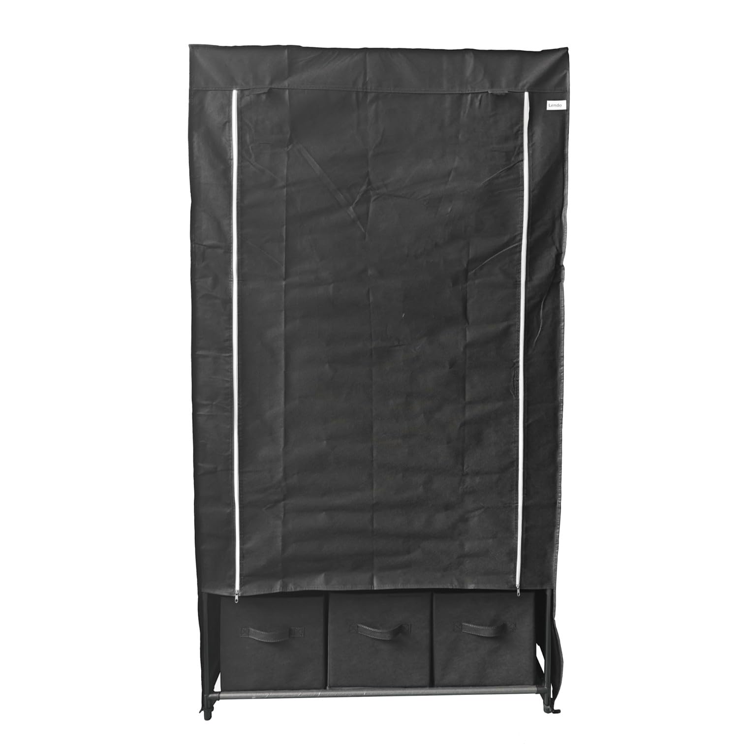 Armoire de Rangement Penderie Tissu Armoire Chambre Portable pour Chambre D'adulte - Barre de Suspension, étagère pour Sacs, Jouets, Chaussures, Salon - Noir/Gris (Noir, 90x47x163cm)