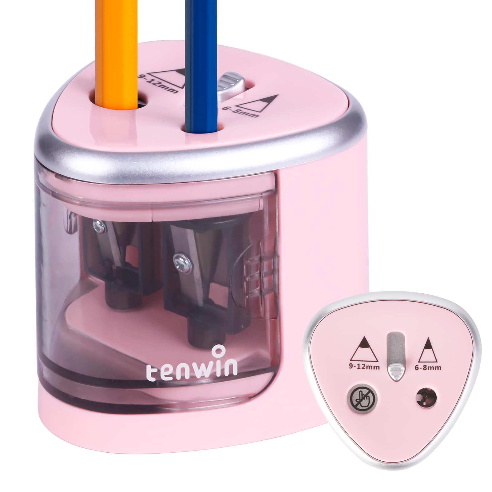 RUCUDIM 12 temperamatite, temperamatite con contenitore, piccolo temperamatite manuale, temperamatite con coperchio e contenitore, temperamatite colorato per bambini, studenti, forniture per ufficio