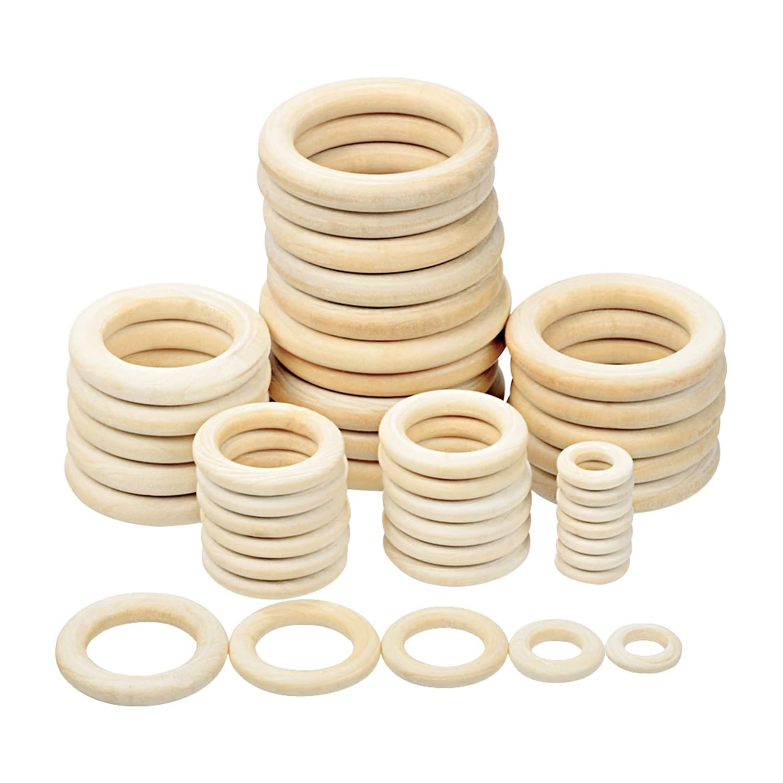 Holzringe für Handarbeiten, Unvollendete Holzringe 15–100 mm for Makramee-DIY-Bastelarbeiten, Reifen, Verbinder, Schmuck(25mm 20pcs)