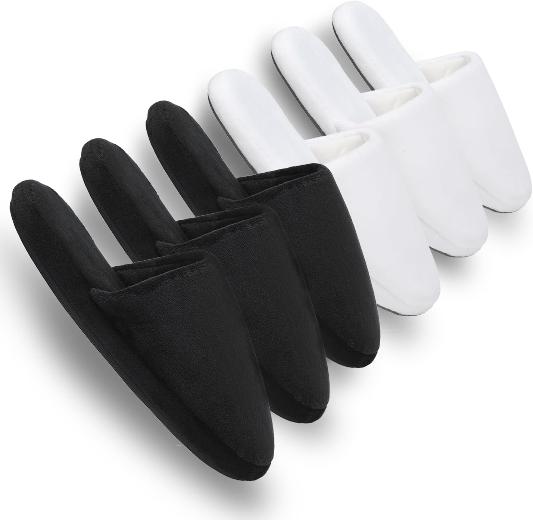 3-Pair Luxury Spa Slippers - Cotton Memory Foam Non-slip Closed Toe Washable Slippers for Hotel,Guest,Travel,Bride,Women and Men