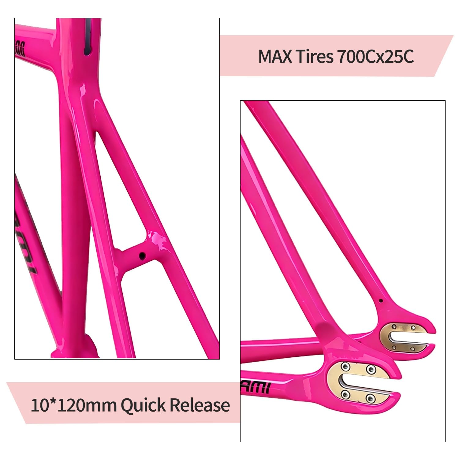 700C Cuadro de bici de piñón fijo 49 52 55 58CM freno de C 100/120mm QR | Marco de bicicleta de pista de carreras de aluminio, máximo 700Cx25C, BB roscado 68mm
