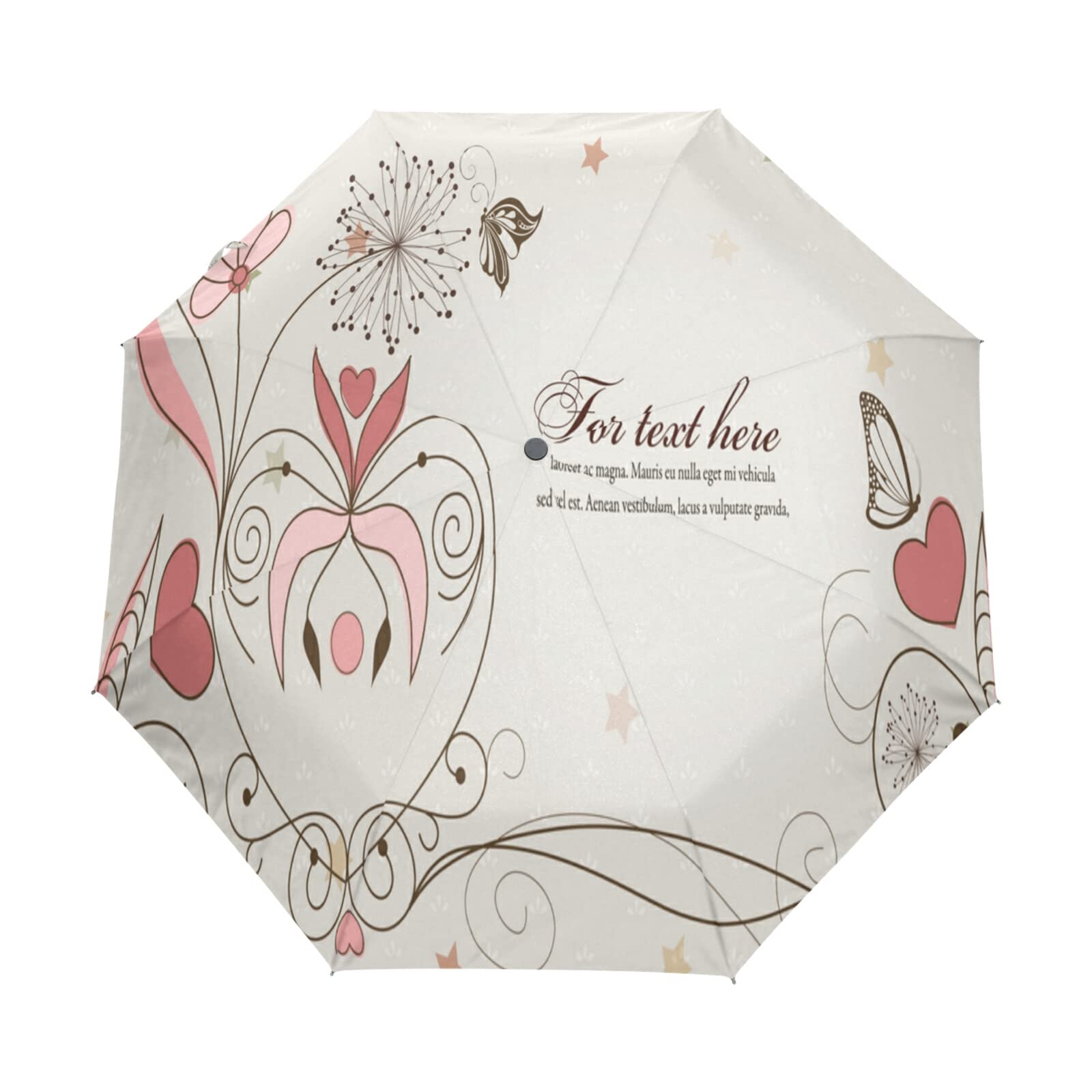 Parapluie automatique pliable résistant motif papillon fleur rose - 8