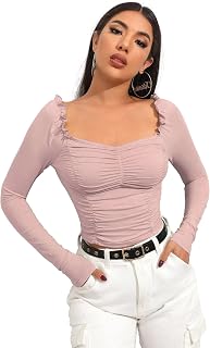 Shasmi Women's & Girl's Polyester Slim Fit Full Sleeve, Sweat Hear Neck, Frill Trim Ruched Crop Top Price In India