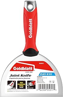 Goldblatt Cuchillo de masilla de 6 pulgadas, pintura de raspado de acero inoxidable, raspador de masilla con extremo de martillo, agarre suave, perfecto para reparación y acabado de paneles de yeso