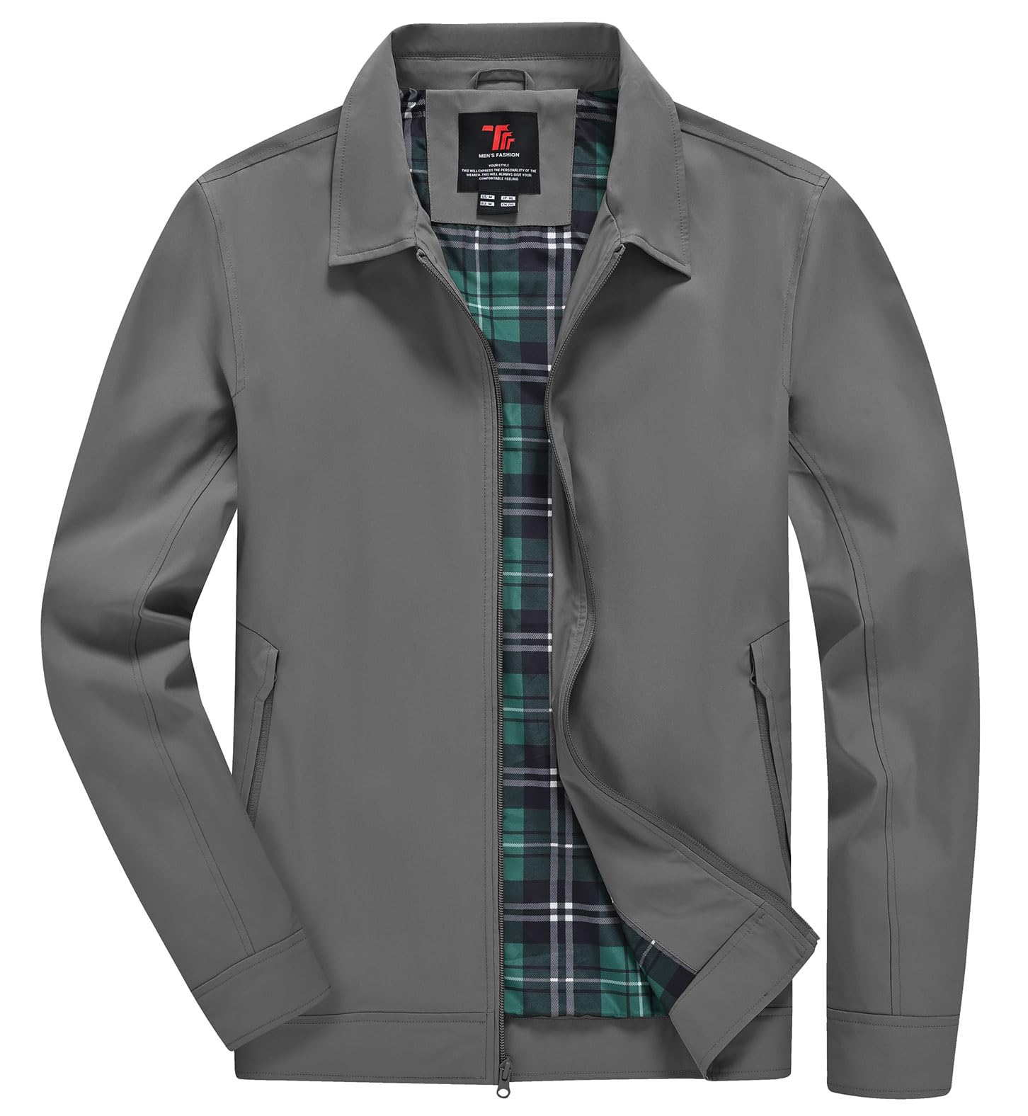 YSENTO Men's Light Jackets Lightweight Bomber Jackets Collared Work Golf Windbreakers with Zip Pockets