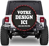 Personnalisée Housse Roue de Secours Personnalisable Choisissez Votre Photo et Texte - avec Corde - Protection étanche - pour Pneu de Secours pour Camion remorque RV SUV Universel 15 inch