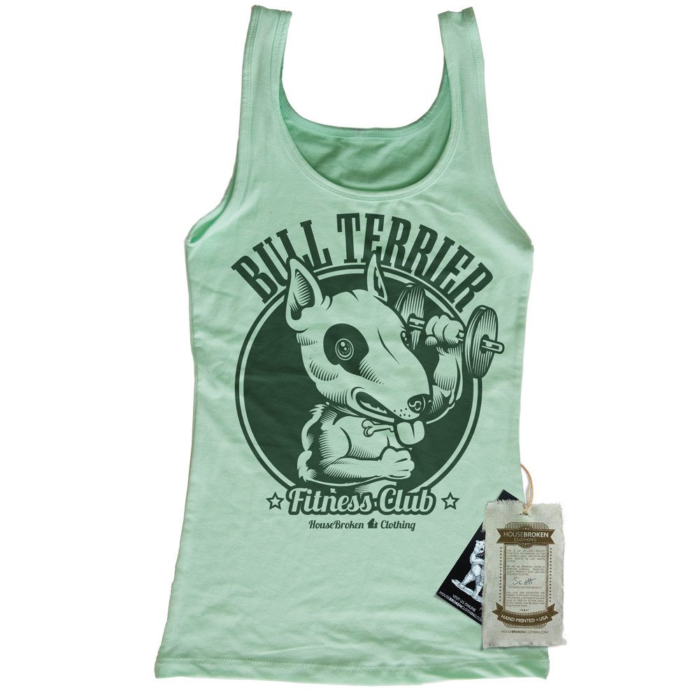 HouseBroken Bull Terrier Dog Gym Workout Women's Tank Top - Minty - Small