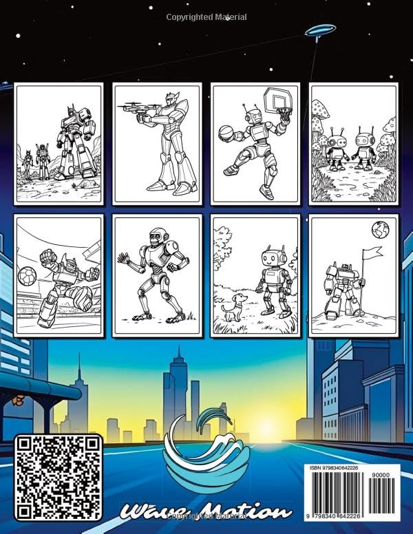 Robots Coloring Book: A Fun and Creative Activity for Kids and Adults with Over 50 Robot Designs image 3