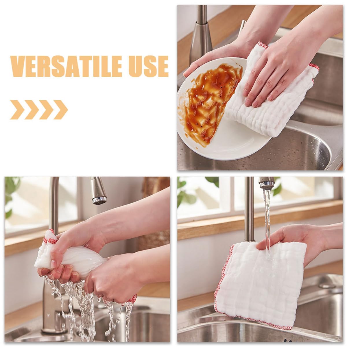 6 Paños de Cocina Muselina de Algodón Gruesos y Absorbentes, Multiusos para Limpieza en Hogar y Cocina