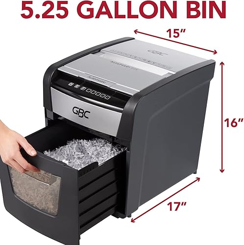 Miniatura 2 de GBC Trituradora de papel, alimentación automática +, capacidad de 60 hojas, corte súper cruzado, trituradora casera, 60X (WSM1757601)