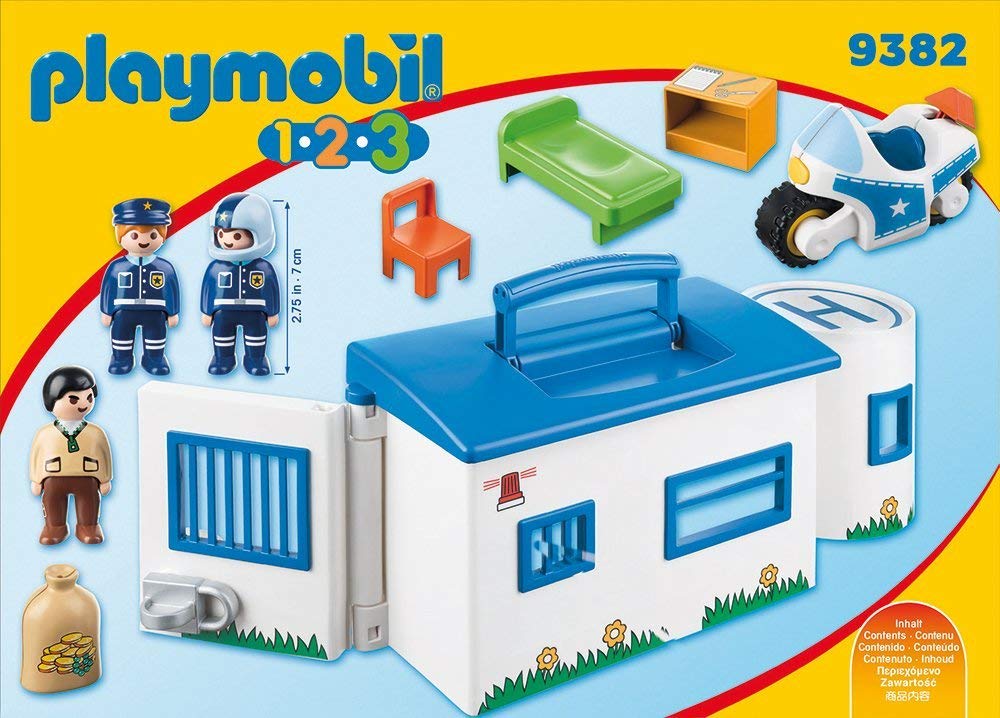 PLAYMOBIL 9382 1,2,3 Comisaría Policía Maletín, A Partir de 18 Meses