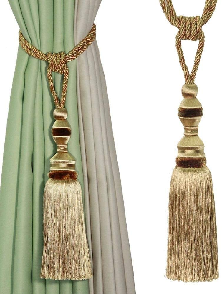 2 Glands Décoratifs Suspendus Beige - Pompons Soie Polyester - DIY Sacs, Rideaux, Portes Clés