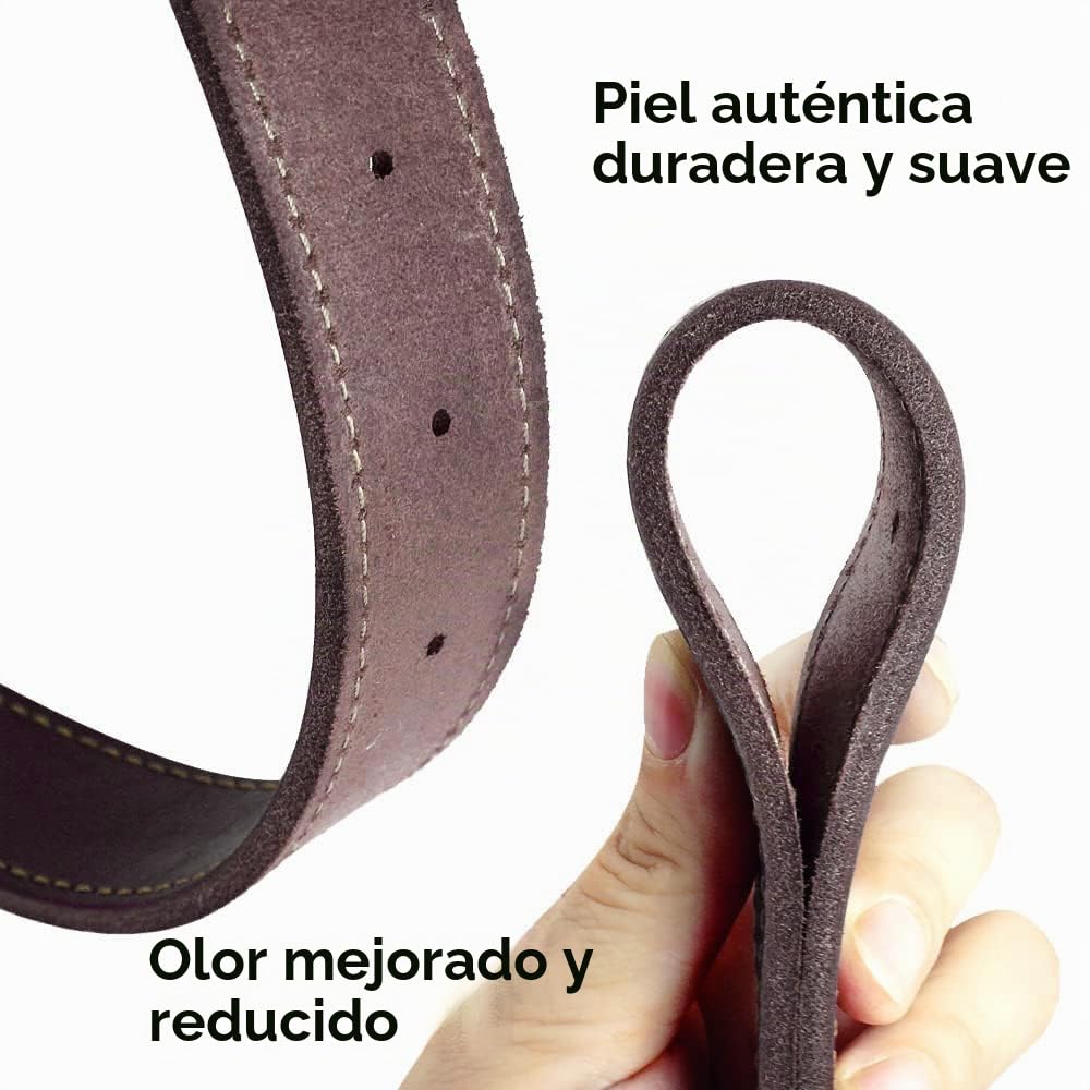 Didog - Collares para perro de piel auténtica con placa de nombre grabada, collar de perro de cuero suave personalizado con etiqueta de identificación personalizada