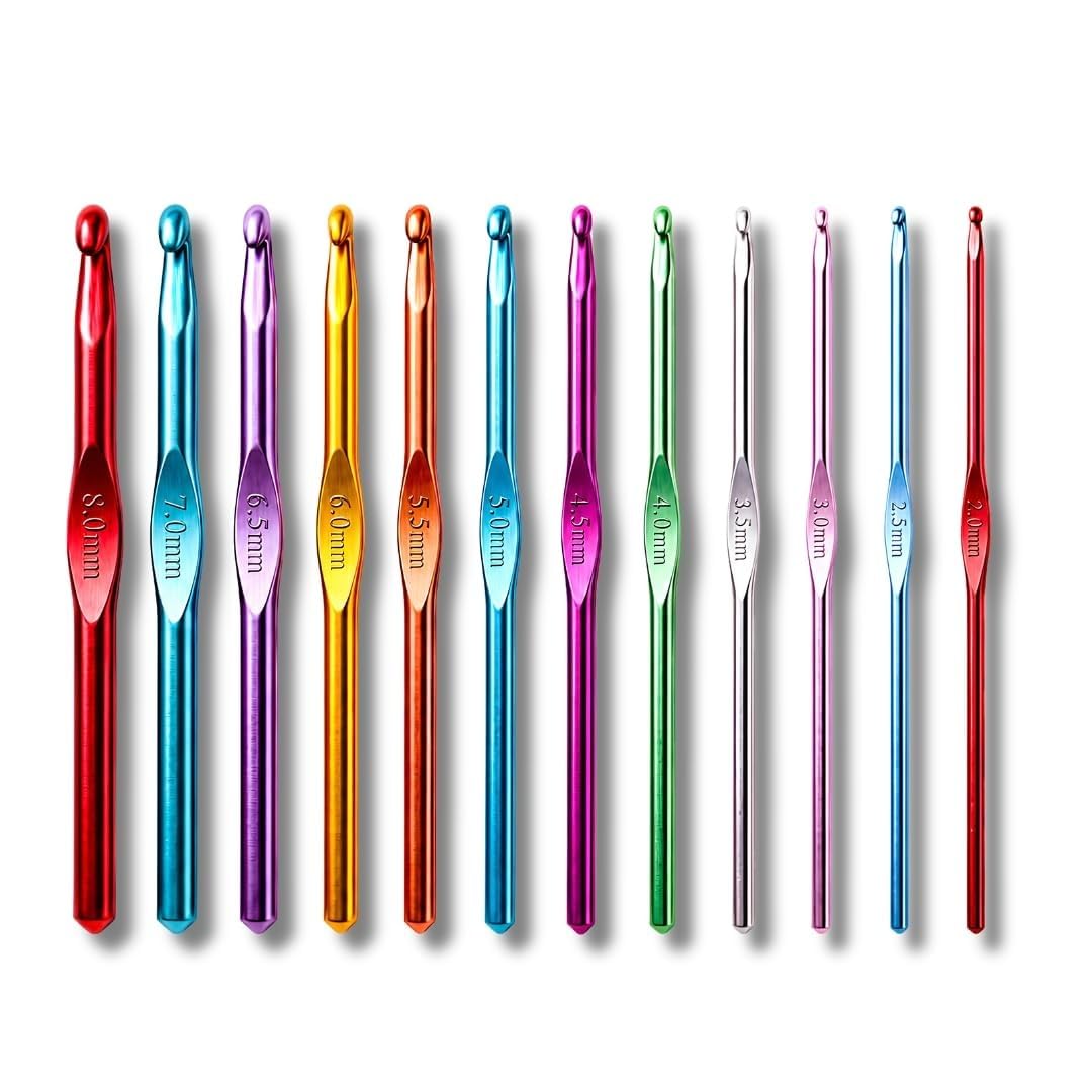 Melanie 12 Pcs Aluminium Crochet Hook Set, Multicolor Crochet Needles 2.0mm to 8.0mm for Yarn and Wool, Knitting Hooks for Beginners and Adults, DIY Sweater, Scarf, Blanket and Amigurumi Craft.-image-36