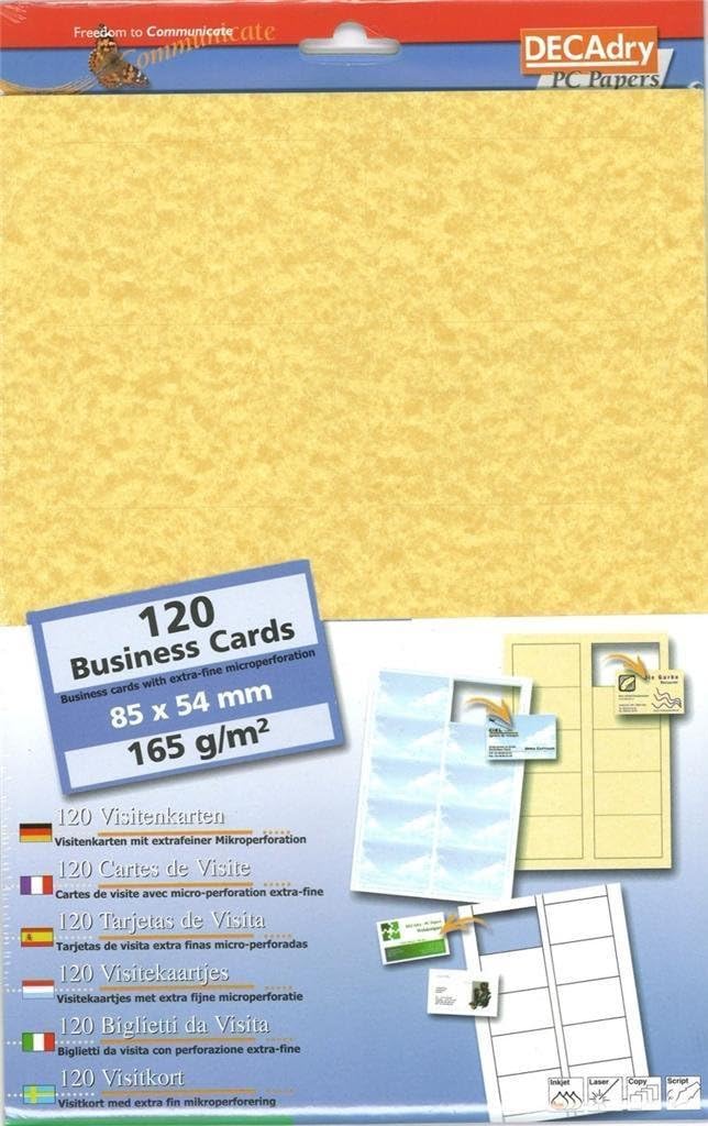 DECAdry Cards 165Gr Parchment Business Cards. Make Your own Cards
