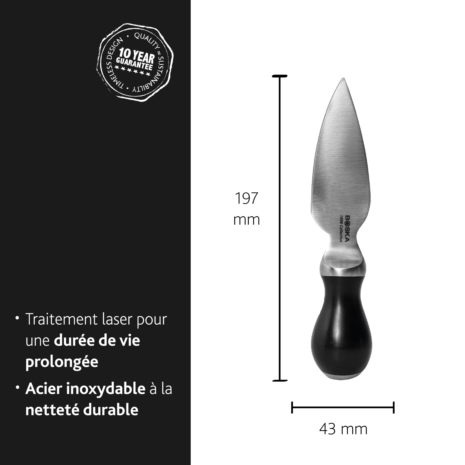 BOSKA Couteau à Parmesan Pro Couteau à fromage professionnel - Qualité supérieure - Acier inoxydable - Pour fendre les fromages très durs - Collection 1896
