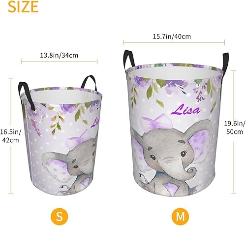 Miniatura 4 de Cesta de lavandería personalizada con nombre, plegable, impermeable, con asas, para dormitorio, ropa y juguetes