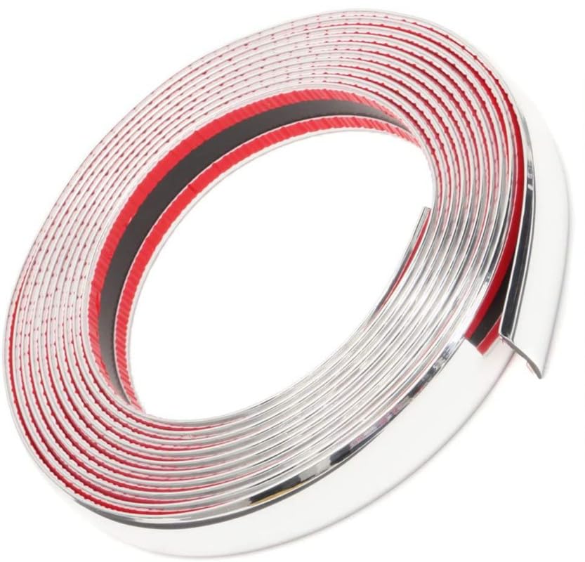 CARIZO Chrome Silver Strip | Beading Roll | Door Edge | Window | Bumper Edge | Grill | Interior Exterior Decor (10 mm x 5 Meter) Compatible with Skoda Kushaq