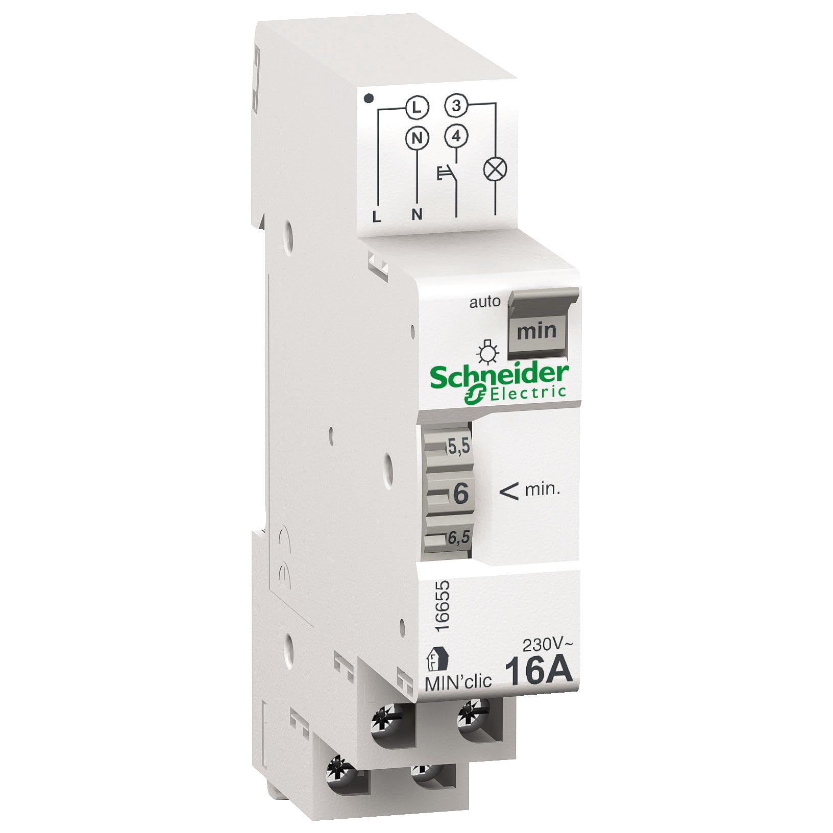 Schneider Electric 16655 Minuterie min'clic 1 à 7minutes 1 module Blanc