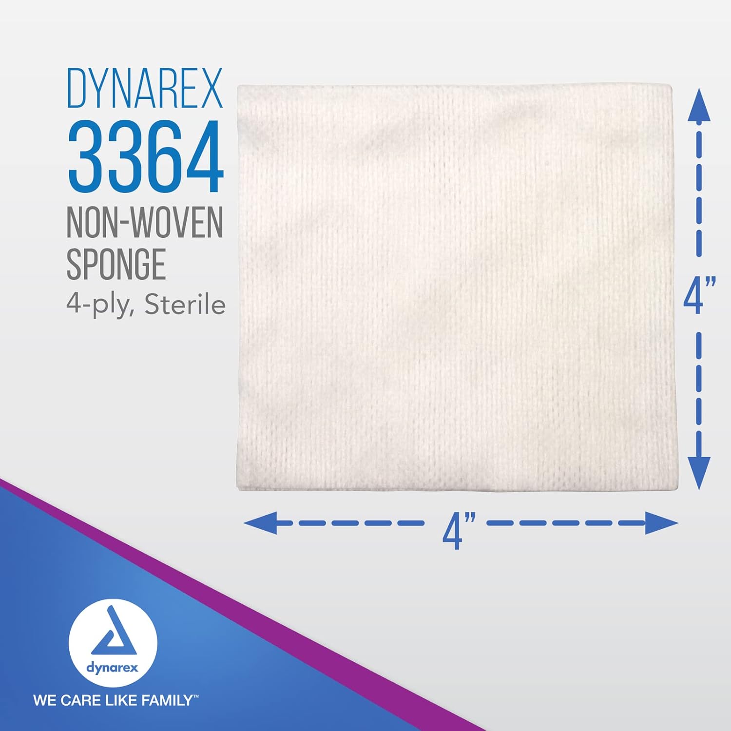 Dynarex Non-Woven Sponges, Sterile, Gauze Sponges, Highly-Absorbent and with Less Linting, 4"x 4", 4 Ply, 1 Case of 600 (24 Boxes of 25)