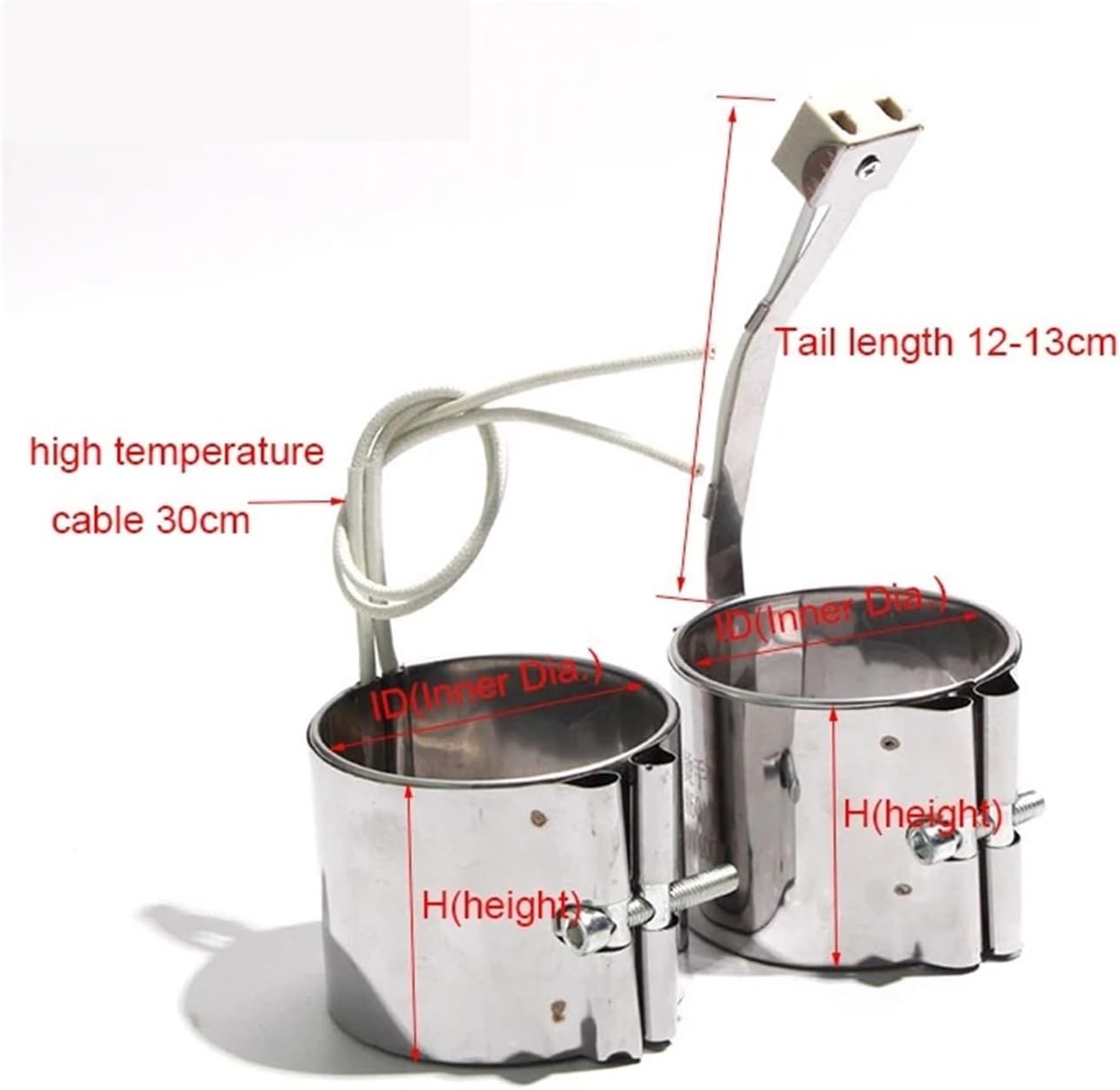 2PCS 40x45-60mm Stainess Steel Band Heater Heating Element 220V For Electric Cooker Household Electrical Parts(Silver,IDxH 40X45mm 170W)