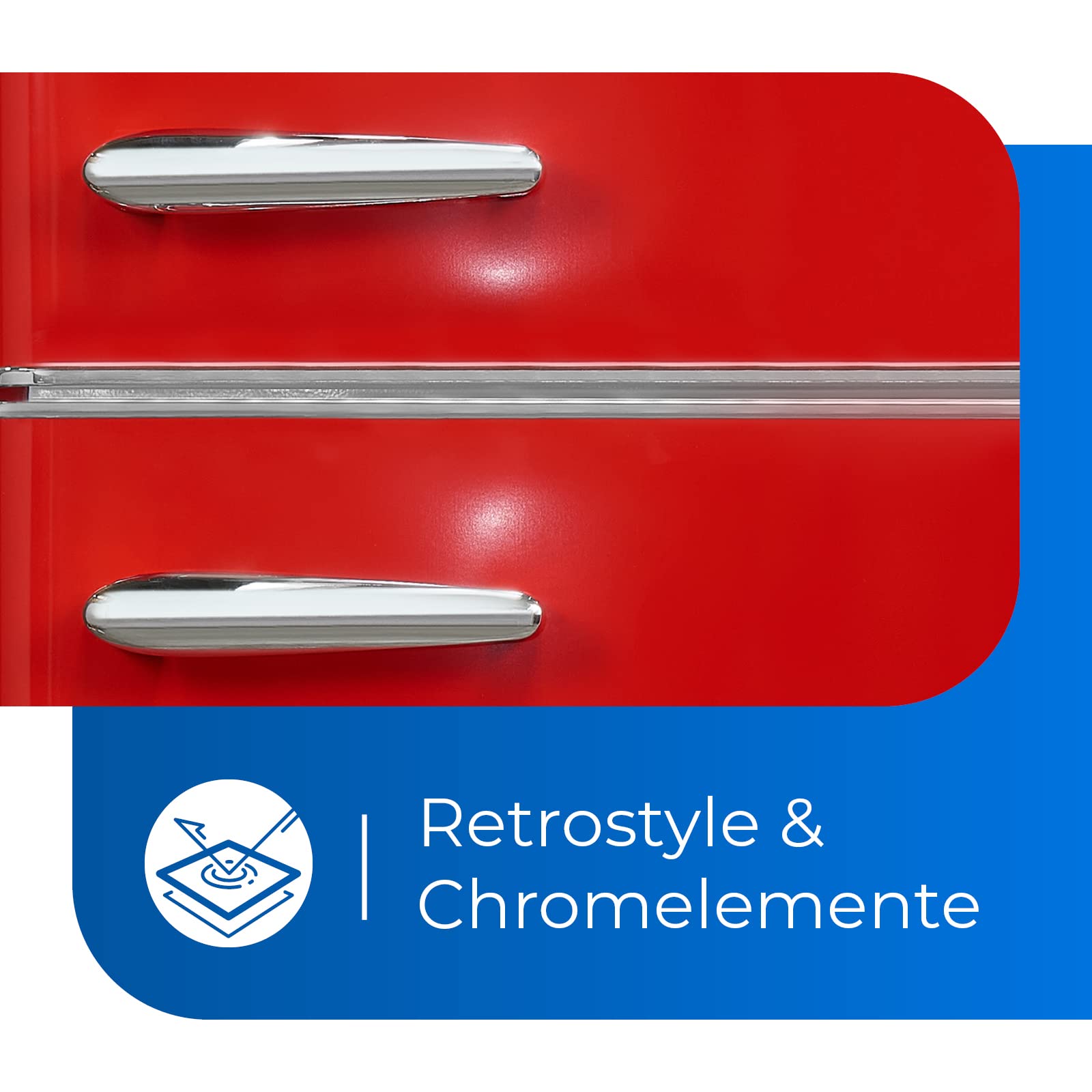 Exquisit Retrokühlschrank RKGC270-45-H-160E rot, Freistehend, insgesamt 206, Volumen, Rot, Kühlen und Gefrieren, Glasablagen und Gemüsefach, Retro Style