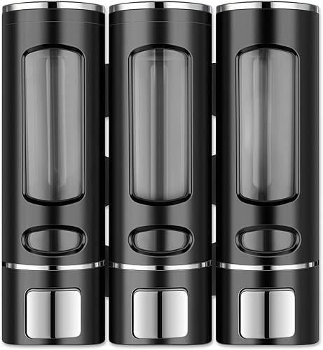 HNRLOY Dispensador de jabón de ducha 3 en 1, dispensador de champú y acondicionador, separador de jabón para baño, con etiqueta impermeable,