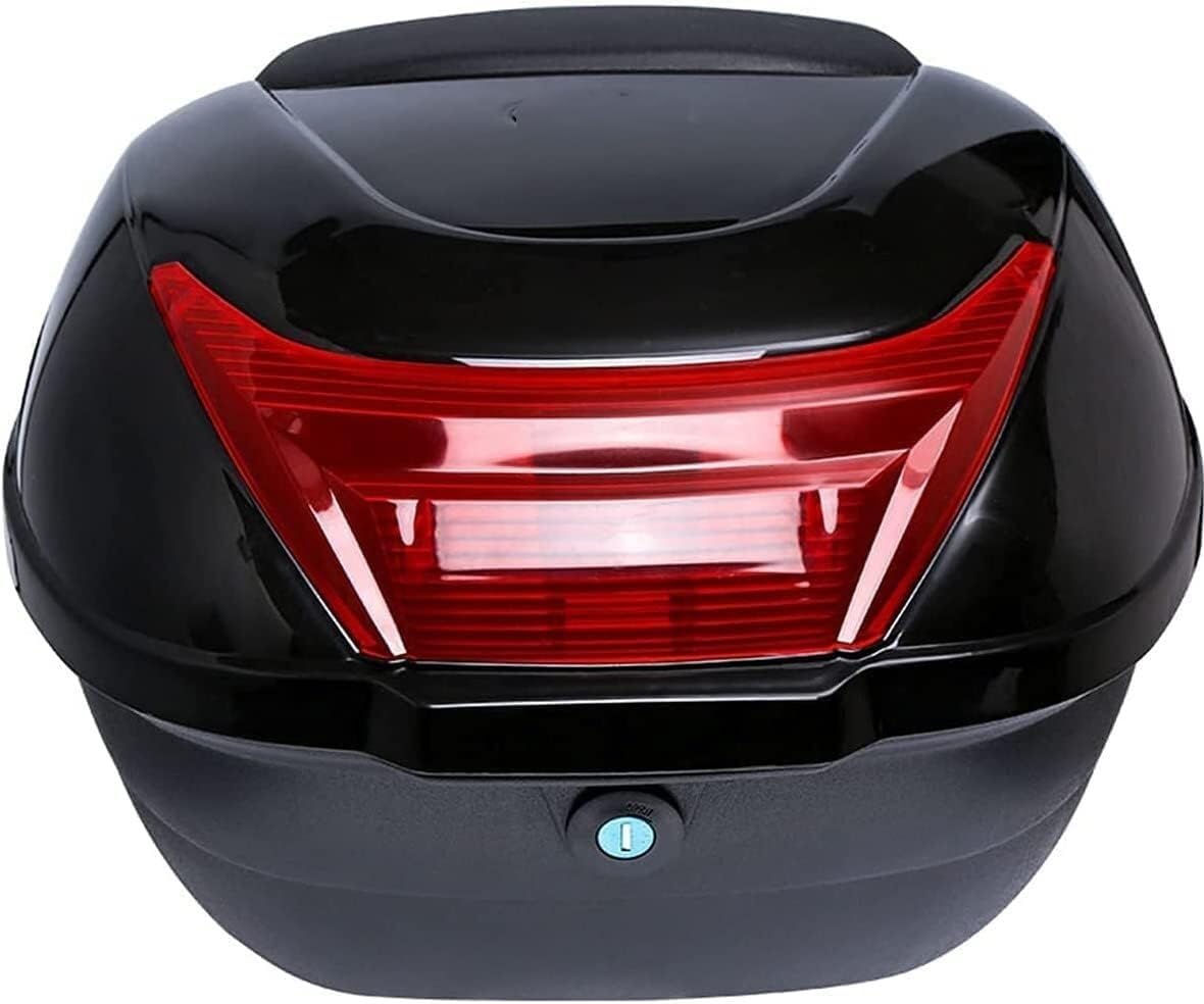 bagażnik motocyklowy, Pudełko na bagażnik motocyklowy czarno-białe 41x38x28 cm z odblaskiem i schowkiem na kask(Schwarz)
