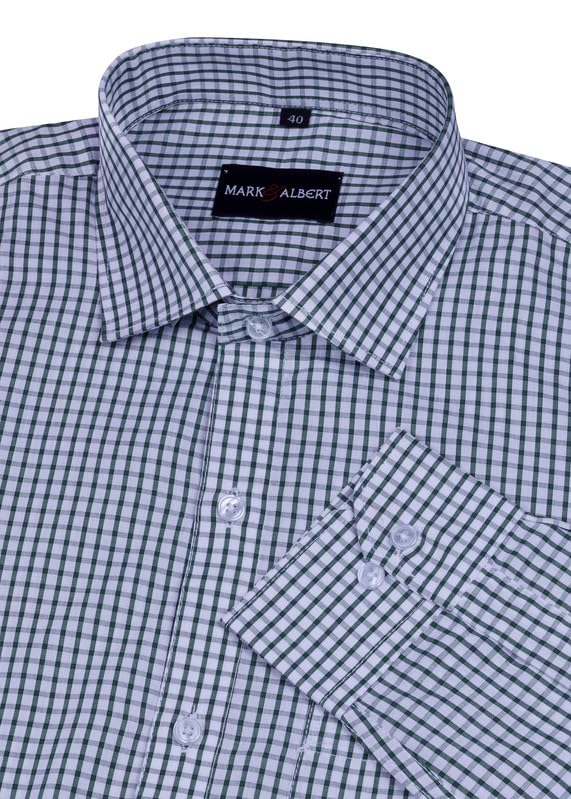 Image of MARK & ALBERT 100% Cotton Full Sleeves Regular Fit Formal Shirt for Men Blue