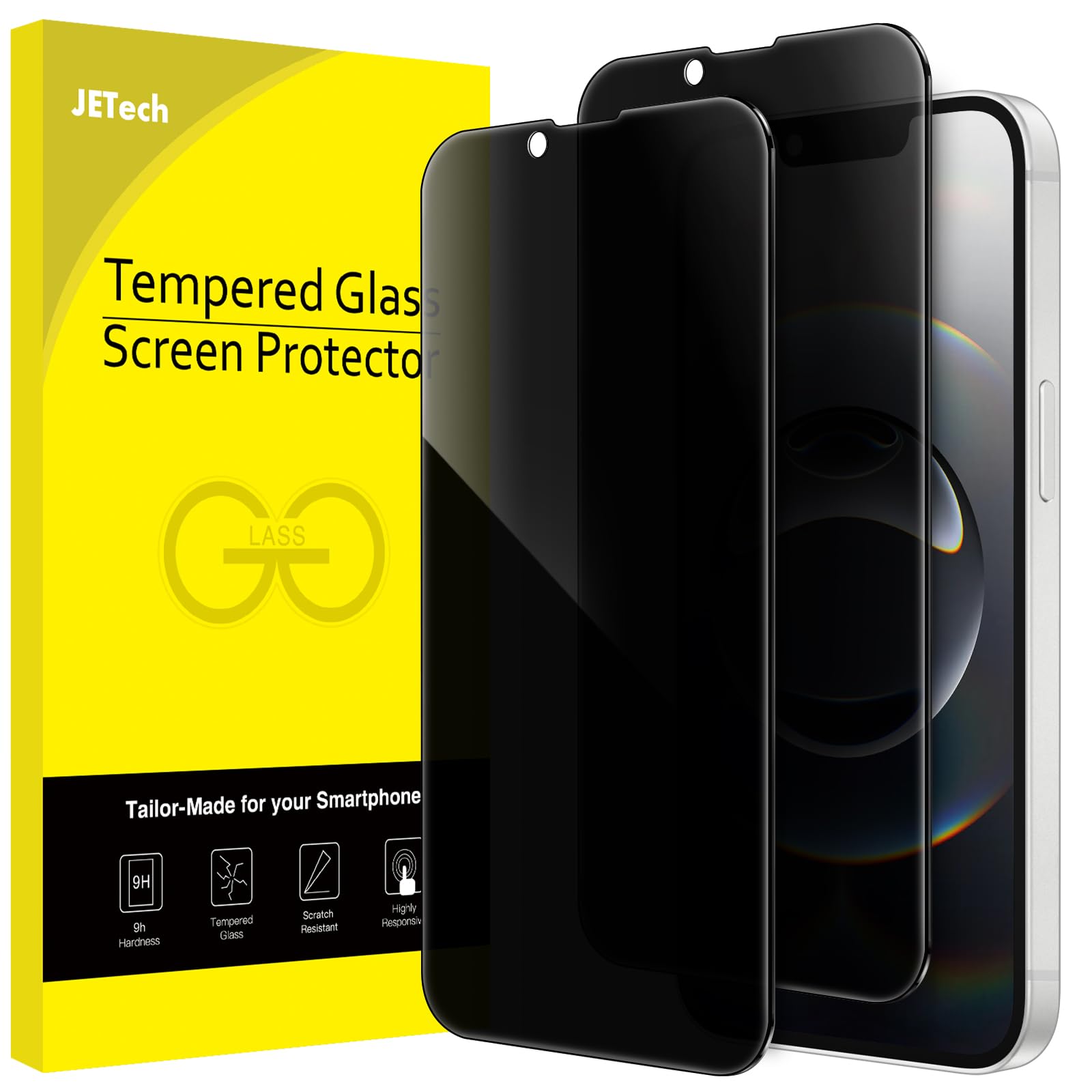 JETech Privacy Screen Protector for iPhone 17e/16e, 2-Pack
