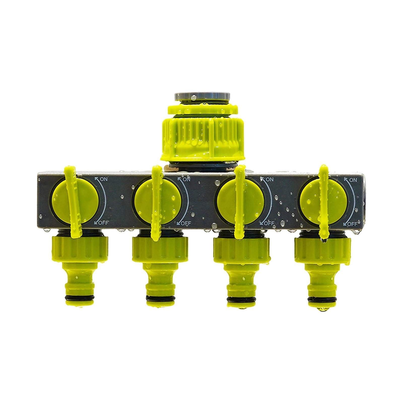 Sdoppiatore per tubo da giardino, deviatore, rubinetto, connettore per tubo flessibile, distributore di acqua con 4 singoli interruttori on-off