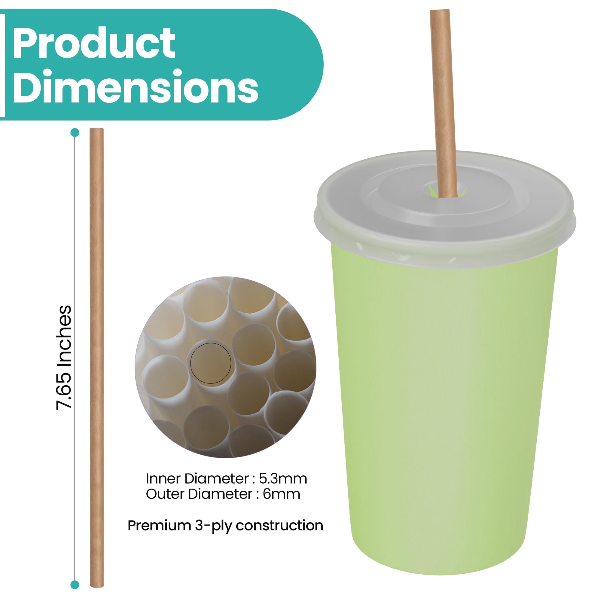 Trimming Shop 100 Pack Paper Straws Drinking for Parties | Paper Drinking Straw | Disposable Straws | Brown Paper Drinking Party Straws for Birthday Wedding Party