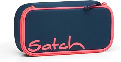 Satch Schlamperbox extra groß inkl. Trennfach Reißverschlussfach Stiftehalter Geodreieck Sichtfenster für Stundenplan Pink Phantom - Petrol