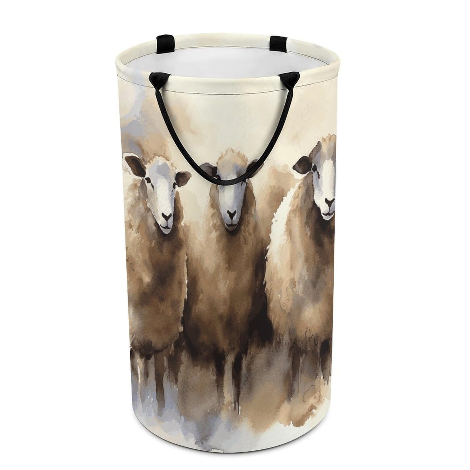 Adfgyerh Style Sheeps Watercolor Laundry Basket ，Foldable Waterproof Model ，Laundry Hamper ，Handles On Both Sides Easy To Move ，Storage Basket For Bedroom, Bathroom, Dorm, Laundry Room.