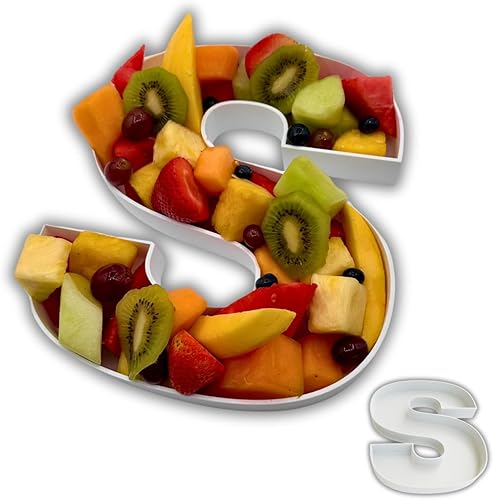 Miniatura 7 de Bandejas de plástico duro reutilizables y rellenables con letras y números para decoración de fiesta (E, Blanco)