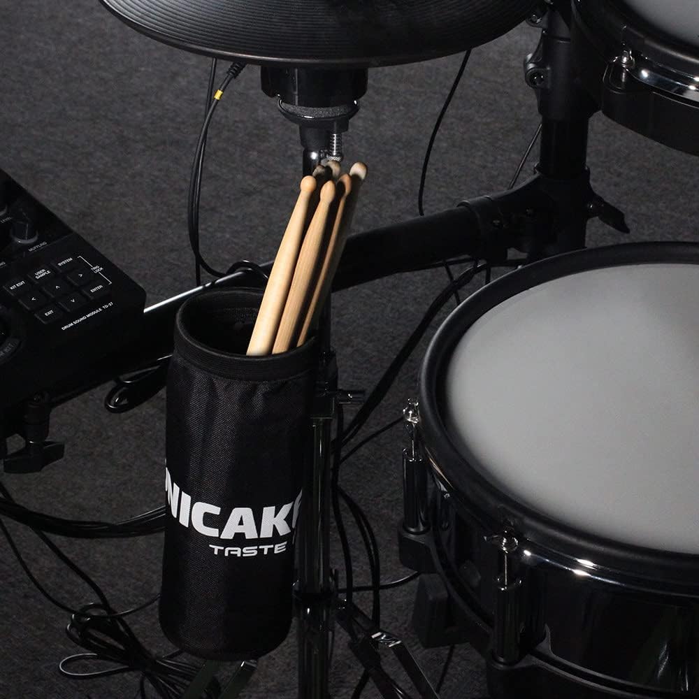 SONICAKE Drumstick Holder, Adjustable Nylon Drum Sticks Bag, Drumstick or Brushes Mallets Container Bag, Clamp-On Lockable Aluminium Alloy Drumstick Holder for Drum Set, Up to 5 Pairs of Sticks | Aluminum Alloy for Drum Kit up to 5 Pairs of Sticks