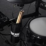 SONICAKE Drumstick Holder, Adjustable Nylon Drum Sticks Bag, Drumstick or Brushes Mallets Container Bag, Clamp-On Lockable Aluminium Alloy Drumstick Holder for Drum Set, Up to 5 Pairs of Sticks