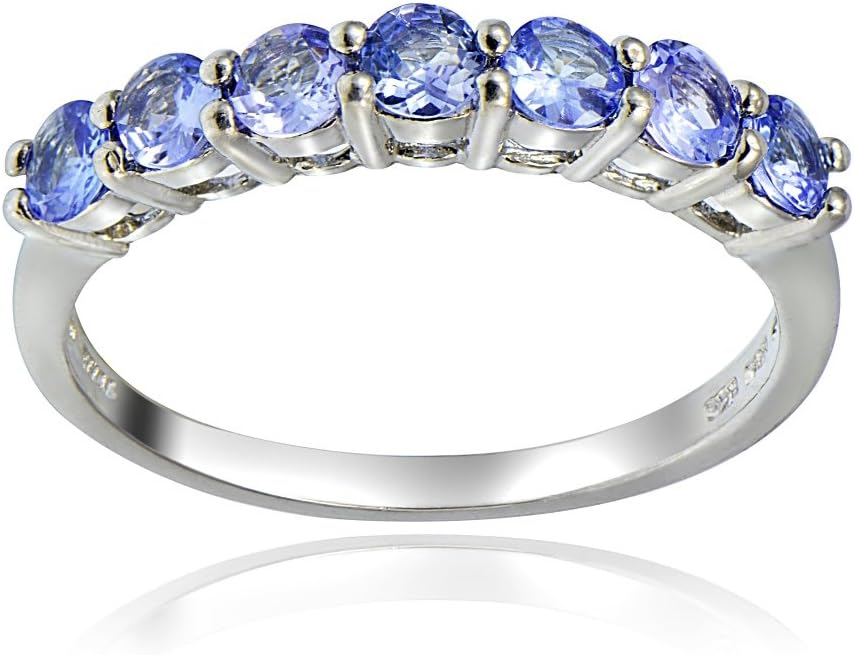Sterling Silver Tanzanite Half Eternity Band Ring - Image 2