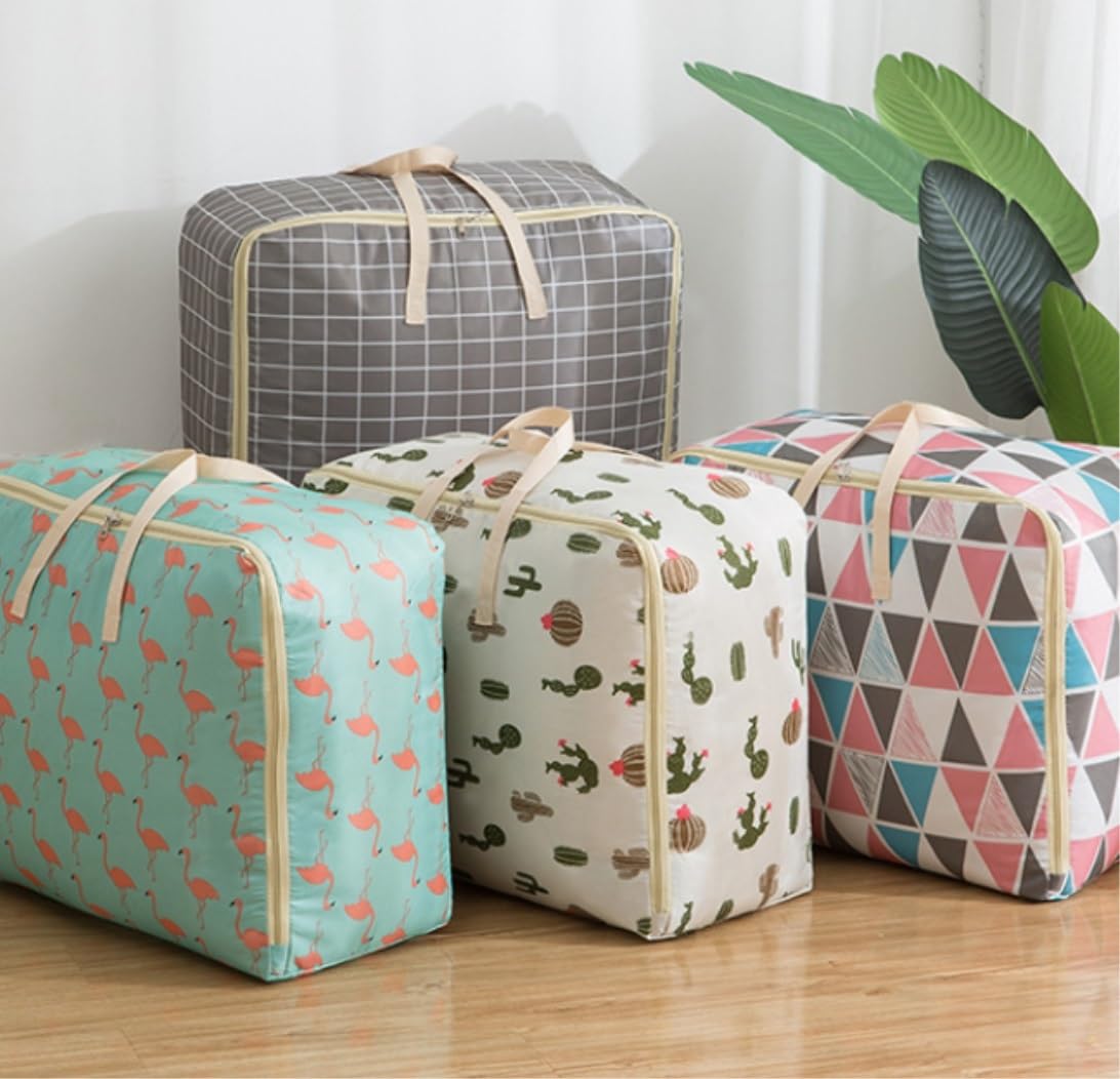 Reforzado Cajas Almacenaje Ropa Organizador De Bolsas Almacenamiento Ropa, Contenedores Plegables Con Asa, Debajo La Cama Apilables Organizador(A,58 * 22 * 38cm)