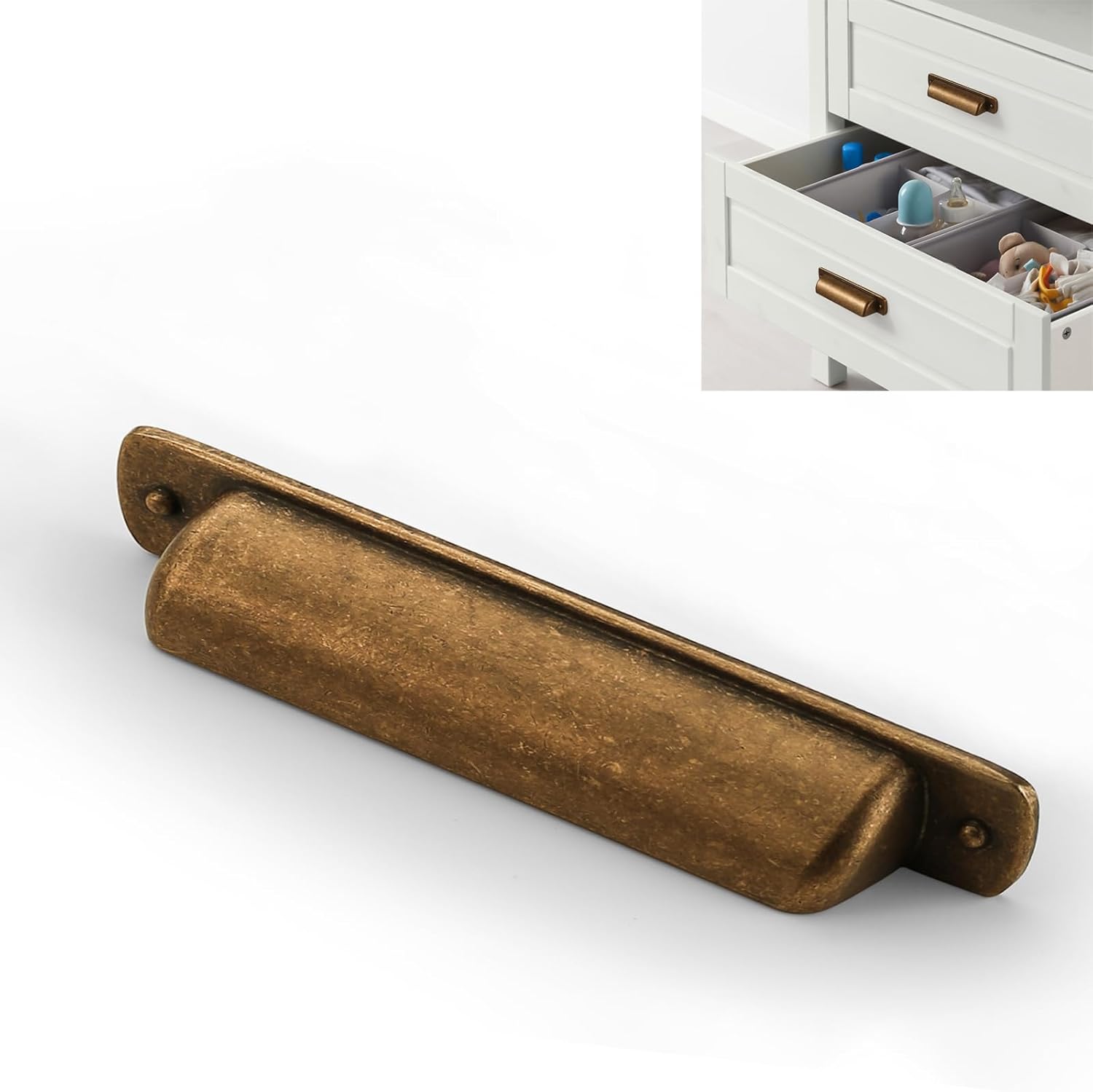 KNOKLOCK 10 Pack 3.75 Inch(96mm) Kitchen Handles Antique Brass