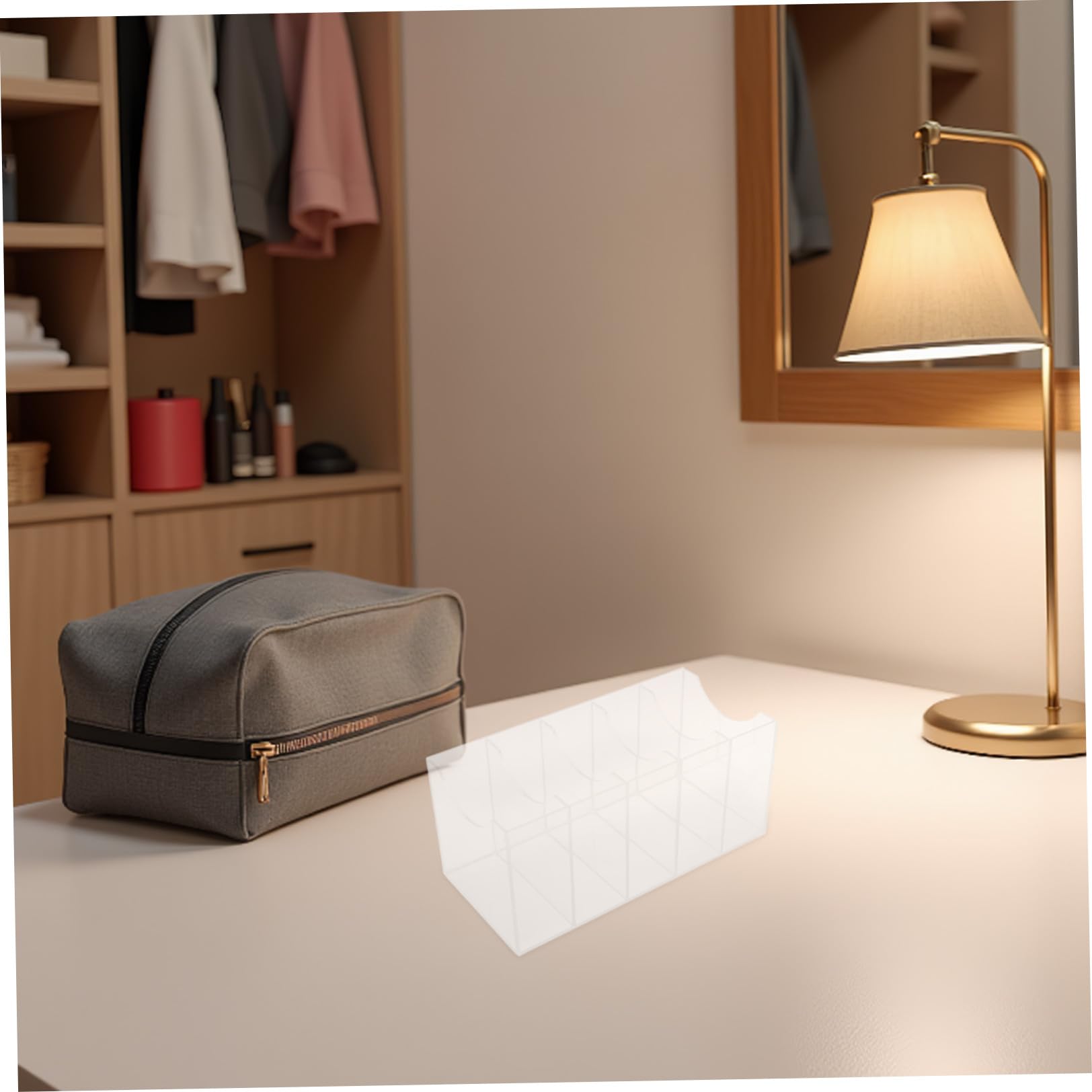 Hemobllo 2 Pezzi Organizer per Cinture Porta Cinture in Acrilico a 5 Scomparti Trasparente per Cravatte e Cintura per Cassetto e Esposizione in Negozio