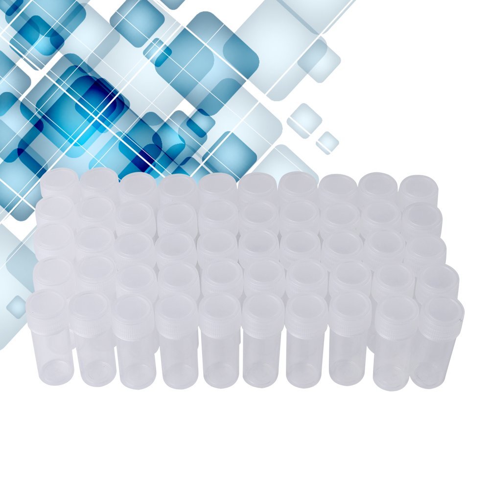 100pcs Flacons d'Échantillonnage Bouteilles en Plastique Volume de 5ml Petit Récipient de Stockage, Tubes à Essai en Plastique pour Solide, Pilules, Graines, Granulaires