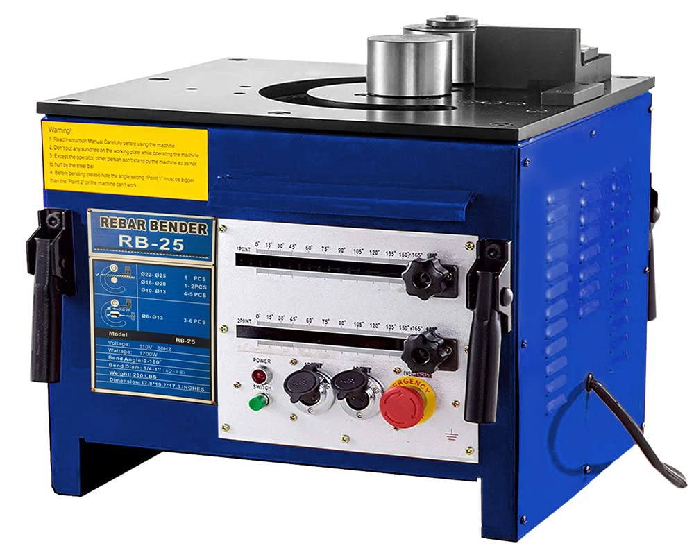 Yisuosi-Ye Rebar Bender, 1700w Hydraulic Rebar Bender, Bending 2.36-9.84 inch Rebar in 6-7 SEC, Heavy Duty with Foot Pedal, Bending Machine for Rebar, Bars, Rods?Bend Angle 0-180°