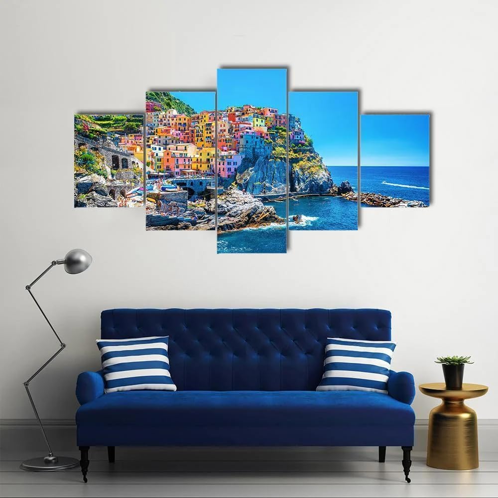 Toile peinture Italie Cinque Terre de qualité supérieure avec cadre mural HMRGLMIE