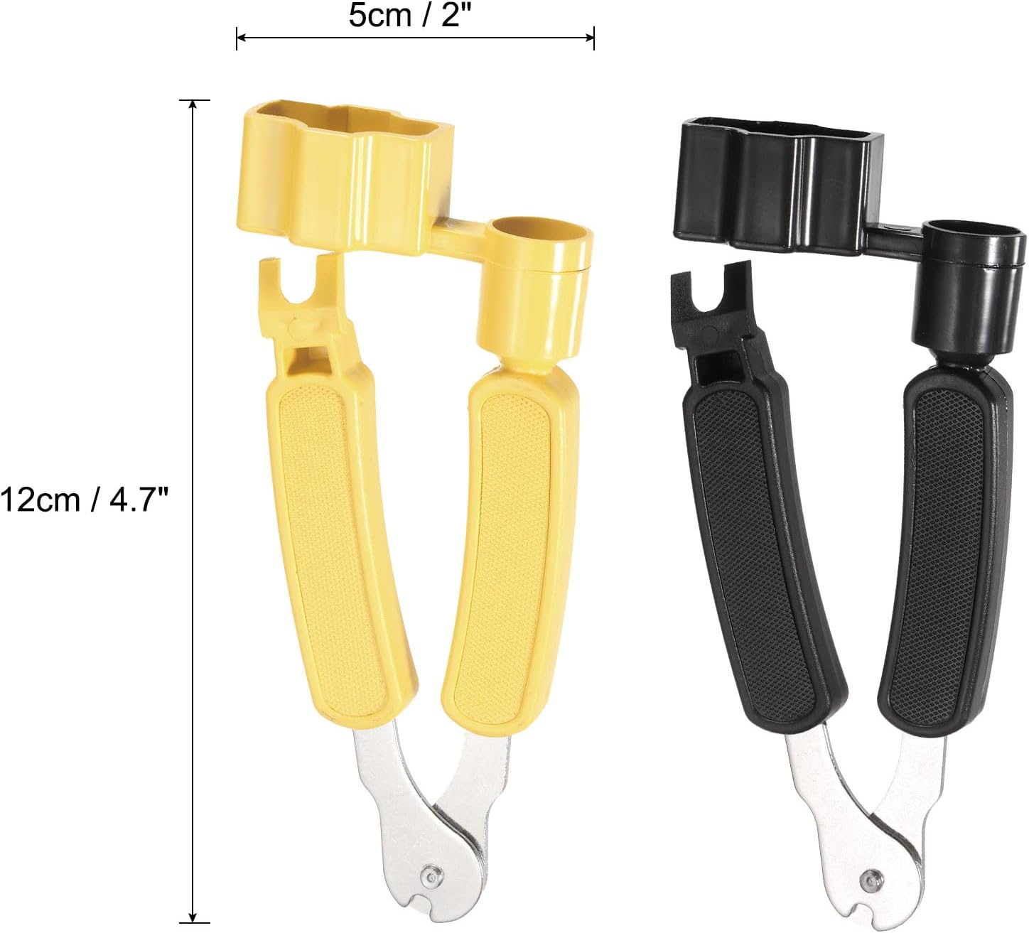 MECCANIXITY 2 Pcs Black+Yellow Guitar String Winder Cutter Pin Puller 3 in 1 Multifunctional Guitar Maintenance Tool String Peg Winder String Cutter Pin Puller for Guitar Bass Mandolin Ukulele