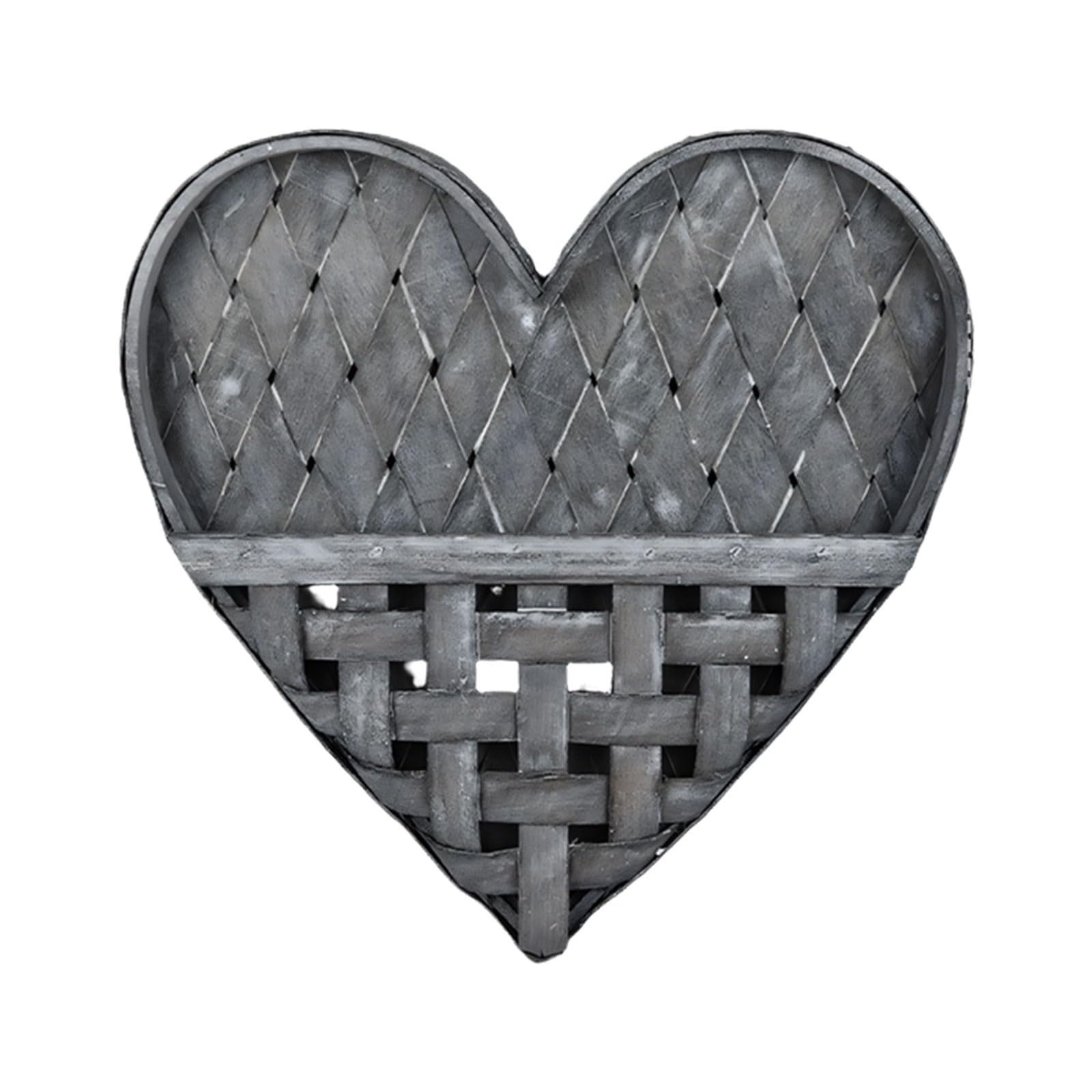 carotoe Fascinating Natural Wood Heart Wall Basket with Smooth Finishes Bedroom Wall Organizer Suitable for Home Decoration 34X34Cm Indoor Blossomy Arrangement Holder